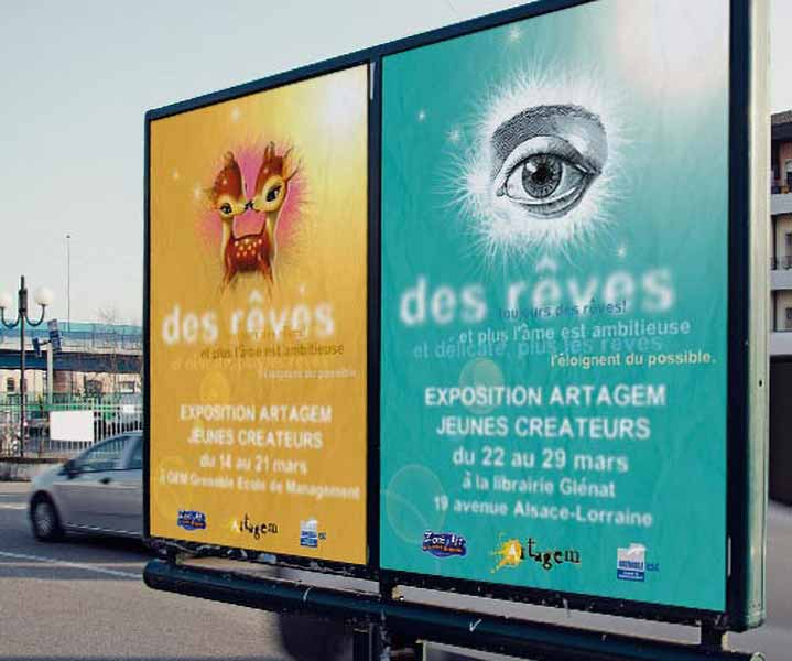 Création d’affiche pas cher pour un salon artistique - Affiches de festival de jeunes créateurs Artagem