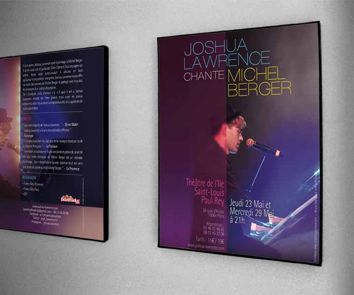 Création de flyers pour annoncer un concert Les concerts du chanteur Joshua Lawrence