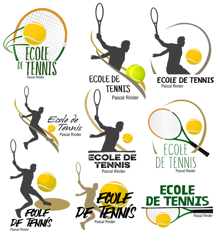 Création de Logo Pas Cher pour une École de Tennis Quelques essais non retenus par les clients