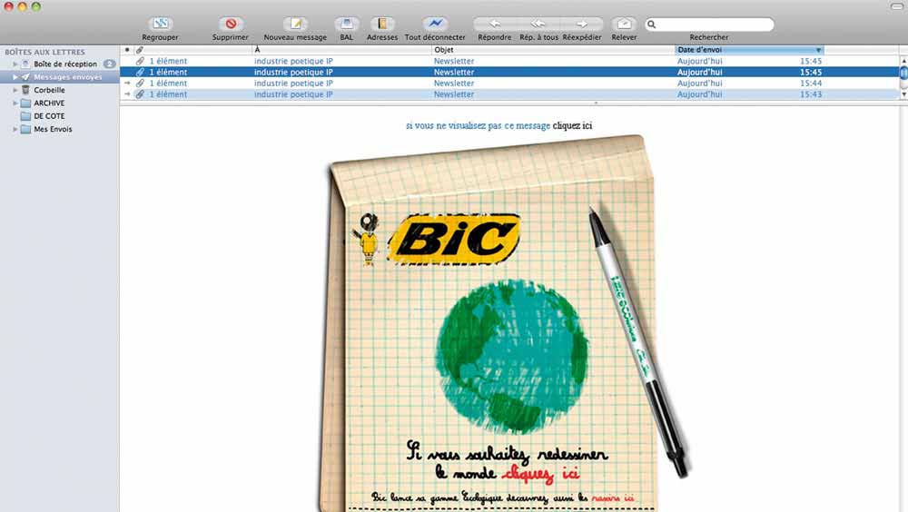 Newsletter pour Bic Bio Newsletter pour Bic Bio Projet pour la marque de stylo