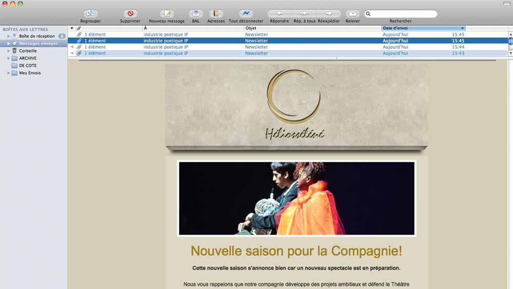 Newsletter Compagnie de Théâtre Newsletter pour une Compagnie de Théâtre Compagnie de Théatre Héliosséléné