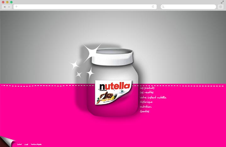 Projet site Nutella Page d'accueil pour les enfants