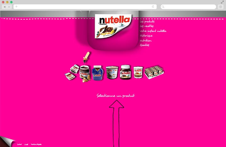 Projet site Nutella Page des produits