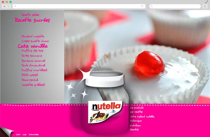 Projet site Nutella Exemple d'une fiche de recette coté enfant