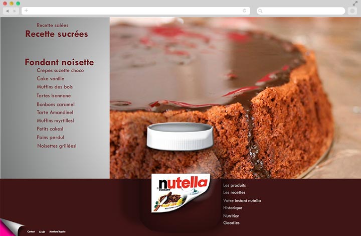 Projet site Nutella Fiche de recette pour les plus grand