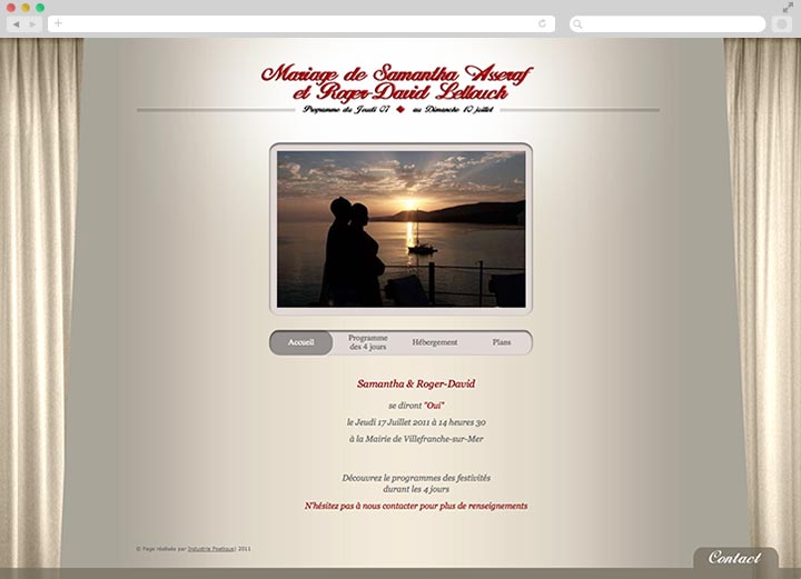 Création de Site Internet Pas Cher pour l’Annonce d’un Mariage Page d'accueil