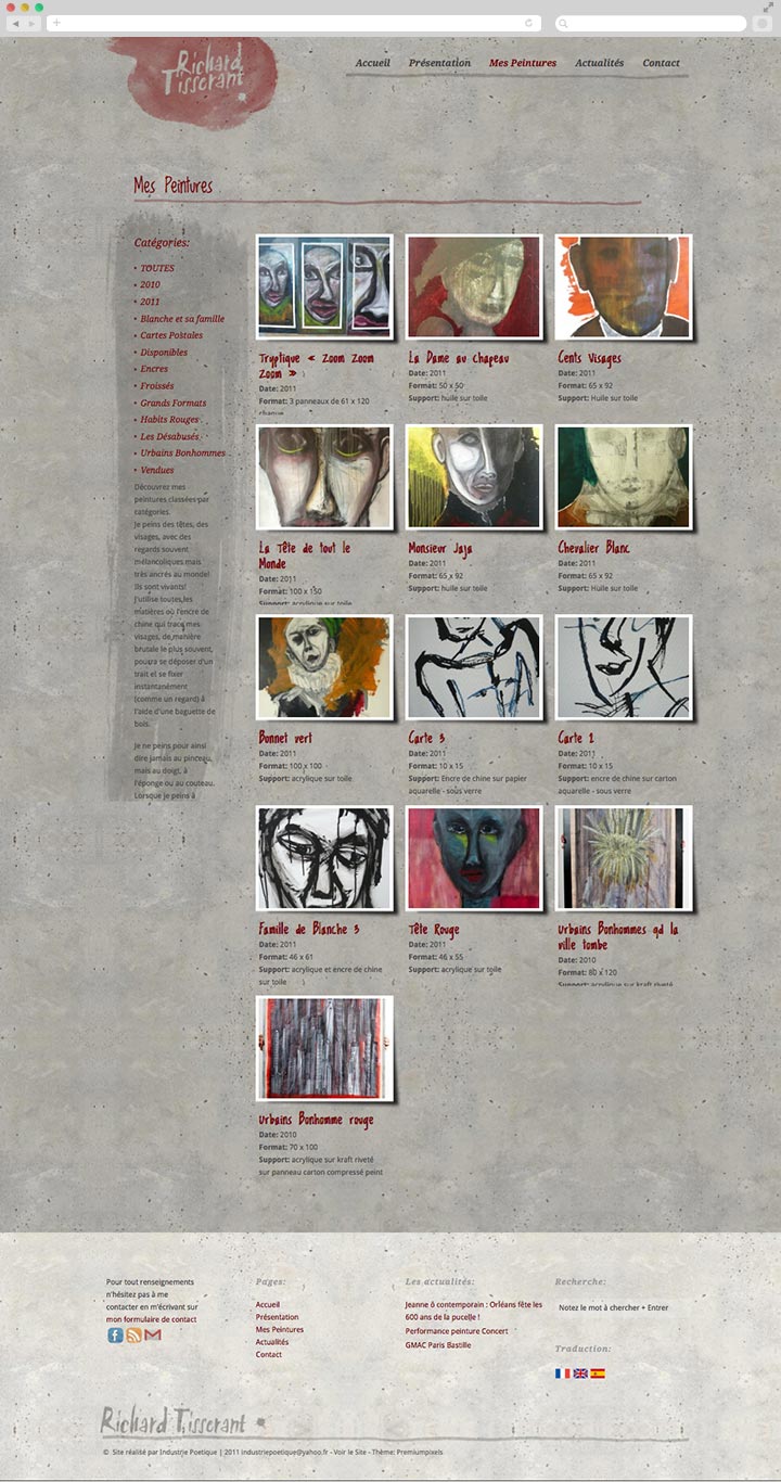 Création de site internet pas cher pour un Artiste Peintre Page des peintures avec option de tris