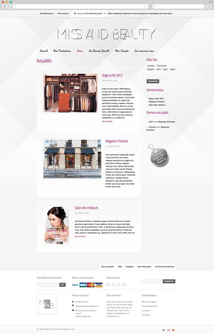 Création de site internet E commerce pas cher pour des produits cosmétiques Page d'actualités - Blog
