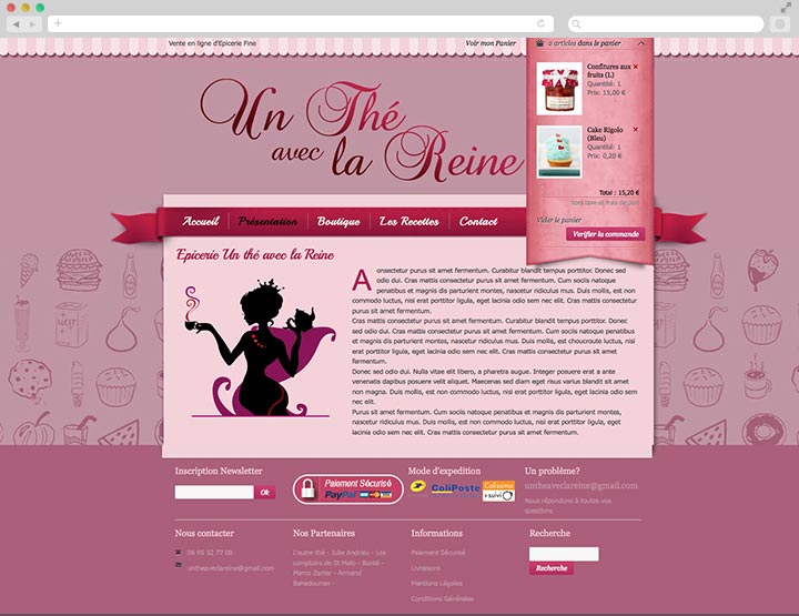 Création de site internet E commerce pas cher pour Épiceries Fines Visualisation du panier sur chaque page du site