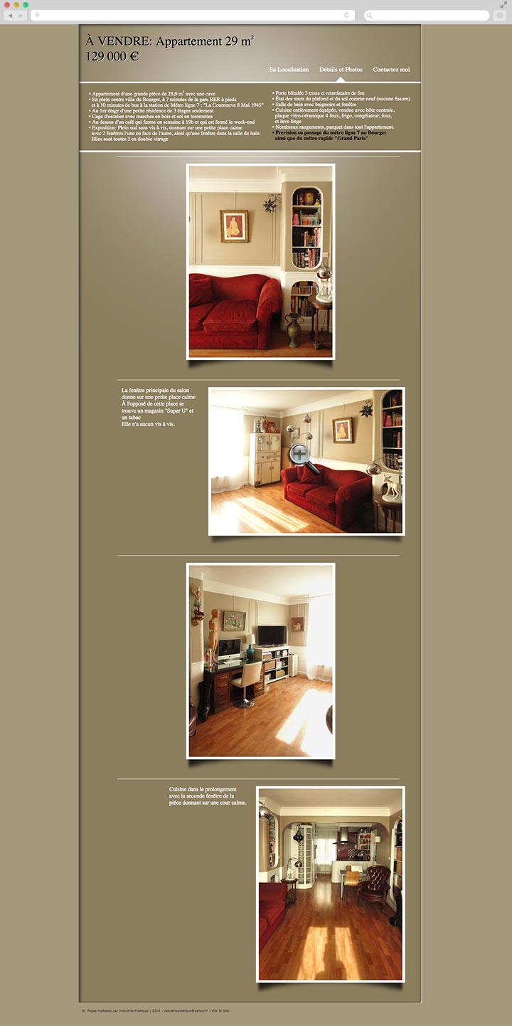 Création de site internet pas cher de présentation d’un appartement Page album photos