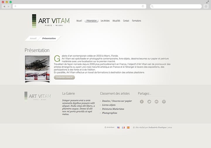 Création de Site Internet Pas Cher pour une Galerie d’Art Page de présentation