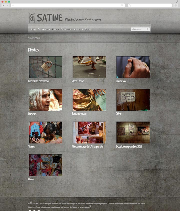 Création de Site Internet Pas Cher pour Peintre et Photographe Page menu des galeries de photos