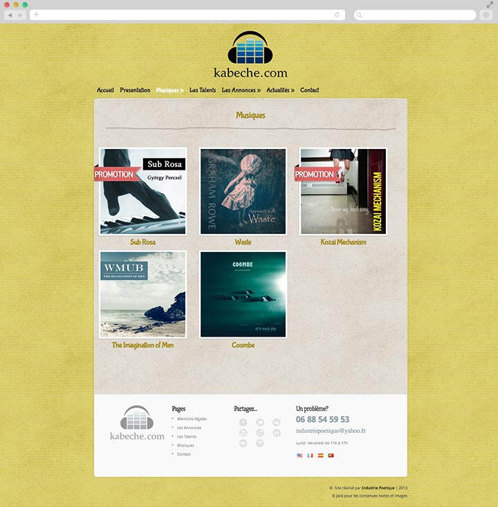 Création de Site Internet Pas Cher de Vente E-Commerce de Musique Page des albums