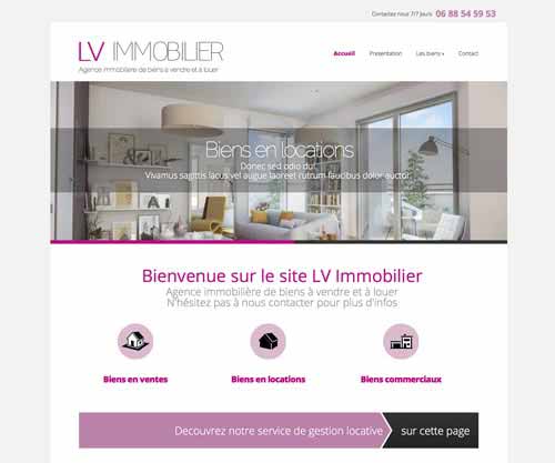 Création de site internet pour des biens immobiliers Agence immobilière LV Immobilier