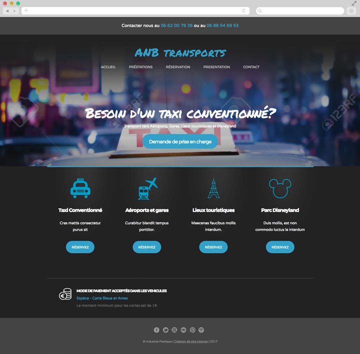 Création de Site Internet Pas Cher pour un Taxi Conventionné Page d'accueil