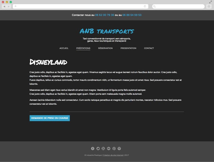 Création de Site Internet Pas Cher pour un Taxi Conventionné Exemple d'une page simple
