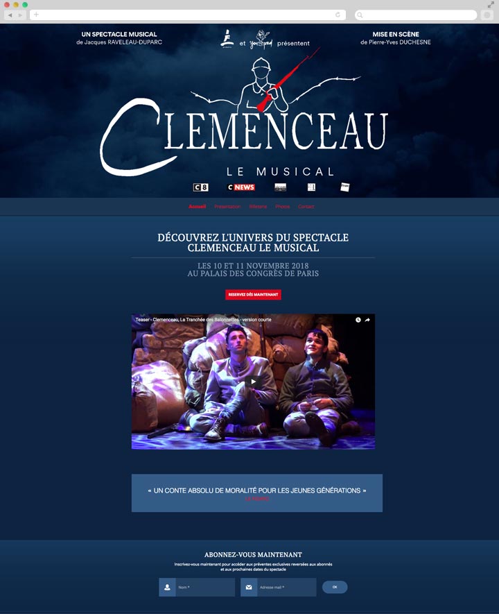 Création de Site Internet Pas Cher pour un Spectacle Musical Page d'accueil