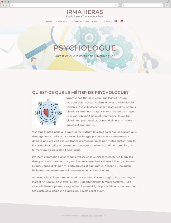 Création de site internet pas cher pour une psychologue Page explicative de la psychologie