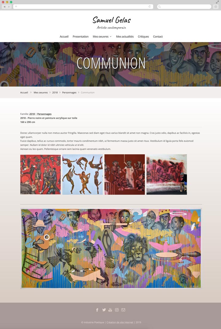 Création de site pas cher pour un artiste peintre plasticien Exemple d'une page
