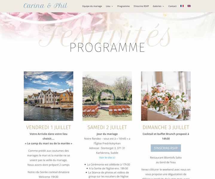 Création de site internet pour un mariage Pour le mariage de 2 jeunes mariés qui se marient en Suede