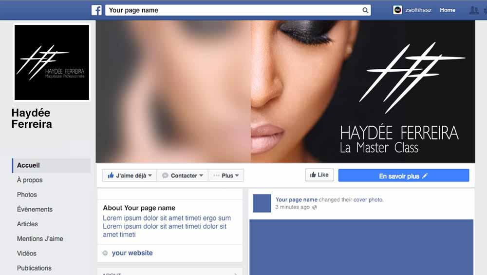 Création de Bandeau Facebook Pas Cher pour une Maquilleuse Page Fan Facebook pour une maquilleuse Haydée Ferreira