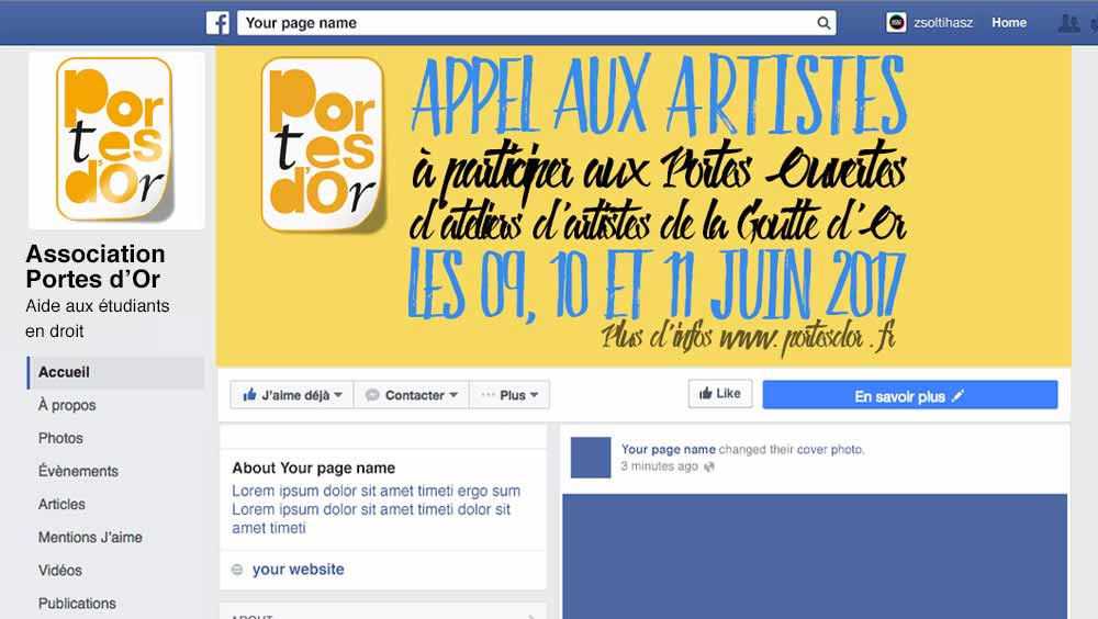 Création de Bandeau Facebook Pas Cher pour une Association d’Artiste Création de bandeaux Facebook pour une association d'artistes Association d’artistes Portes d'Or