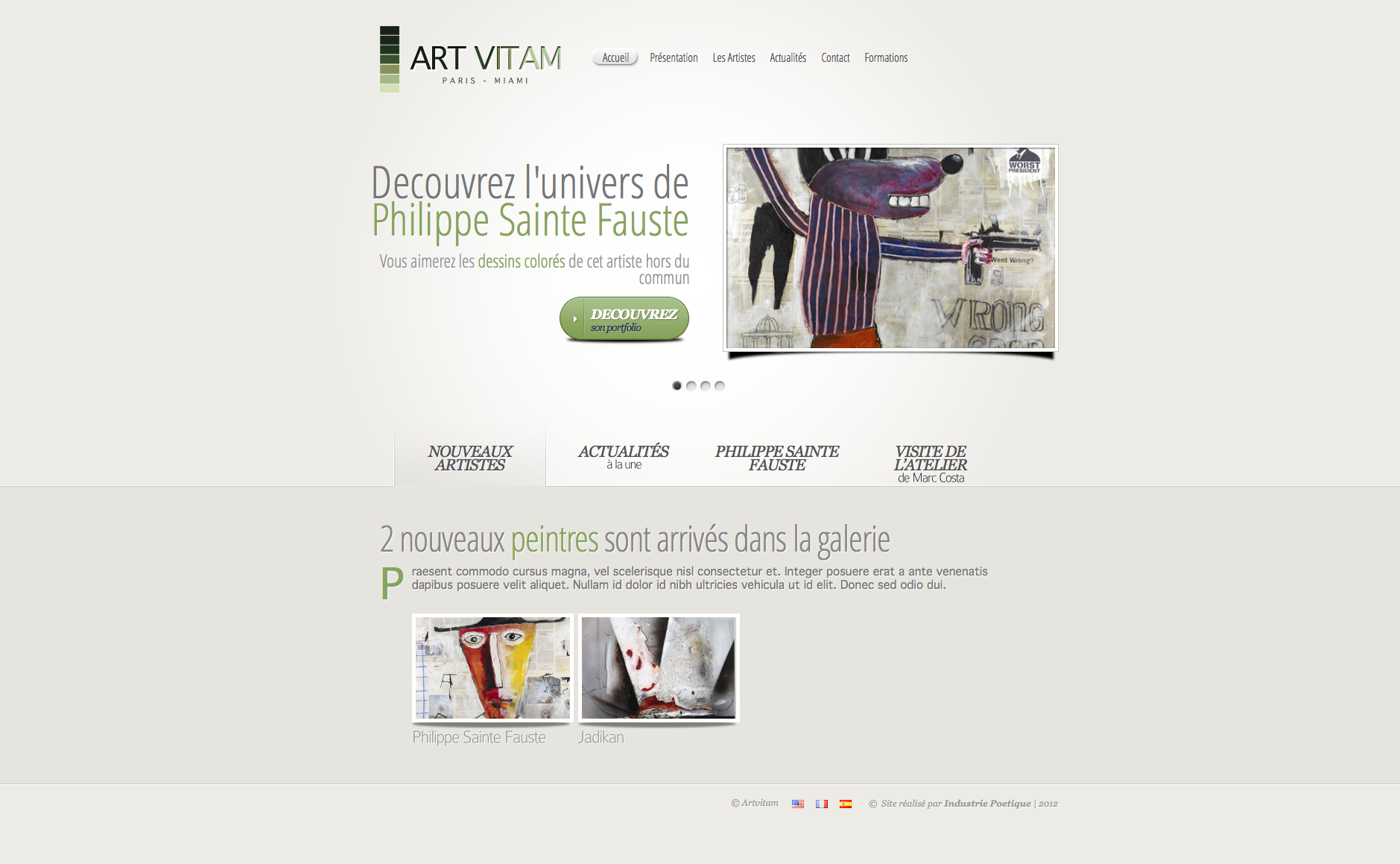 Exemples de Page d’Accueil pour Site Internet 5- Exemple de page d'accueil pour le site d'une galerie d'art