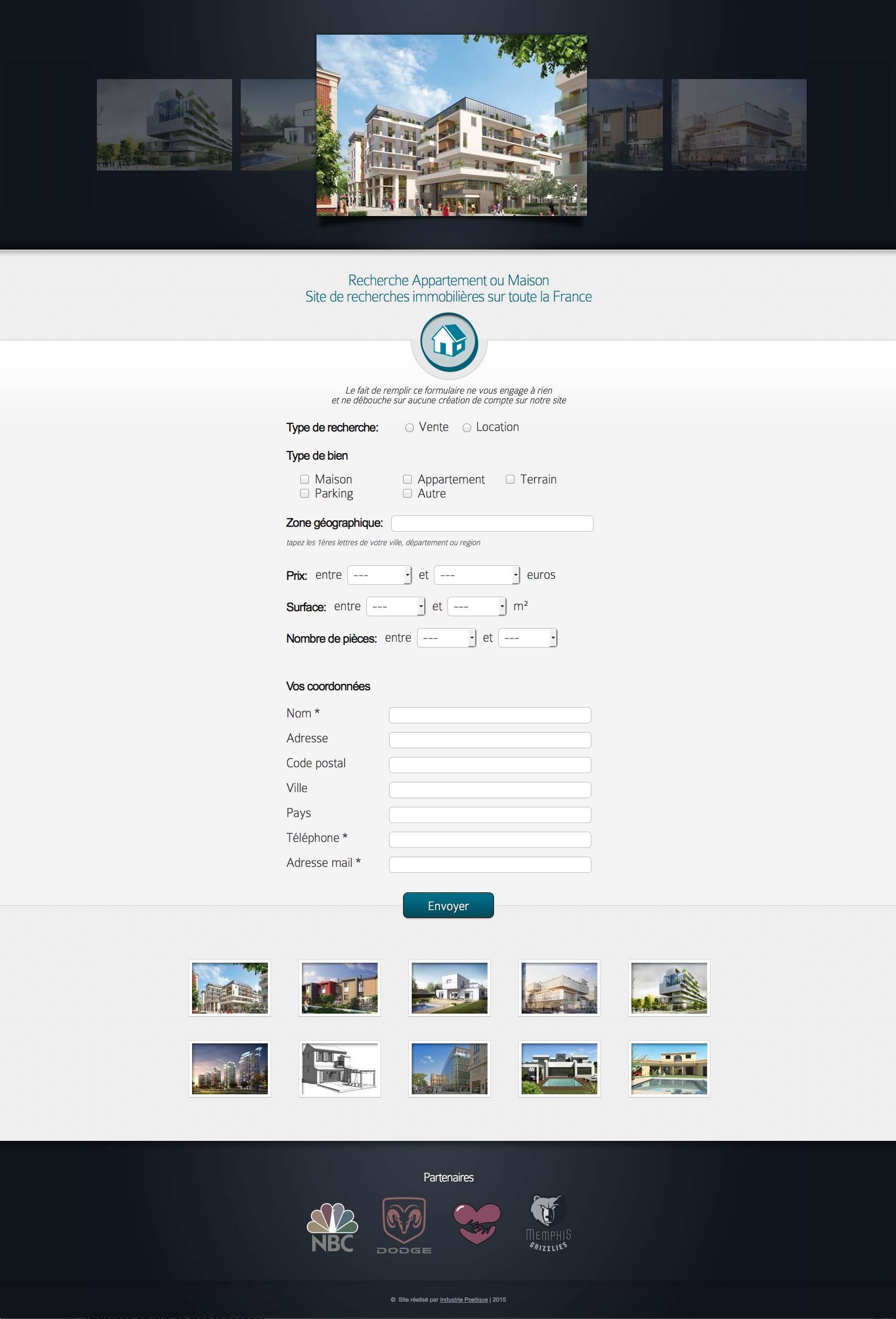 Exemples de Page d’Accueil pour Site Internet 17- Exemple de page d'accueil pour un site de recherche immobilière