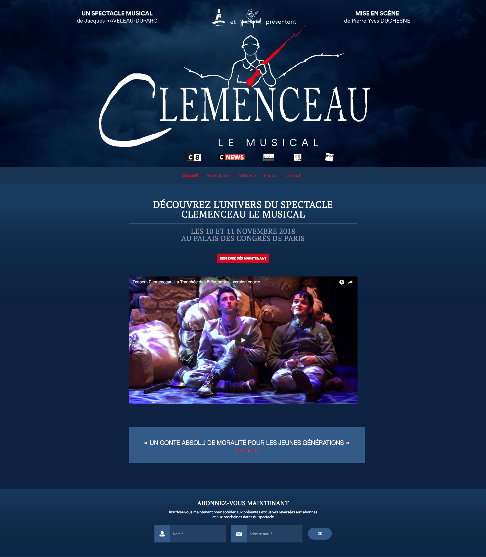 Exemples de Page d’Accueil pour Site Internet 40- Exemple de page d'accueil pour le site d'un spectacle de musique