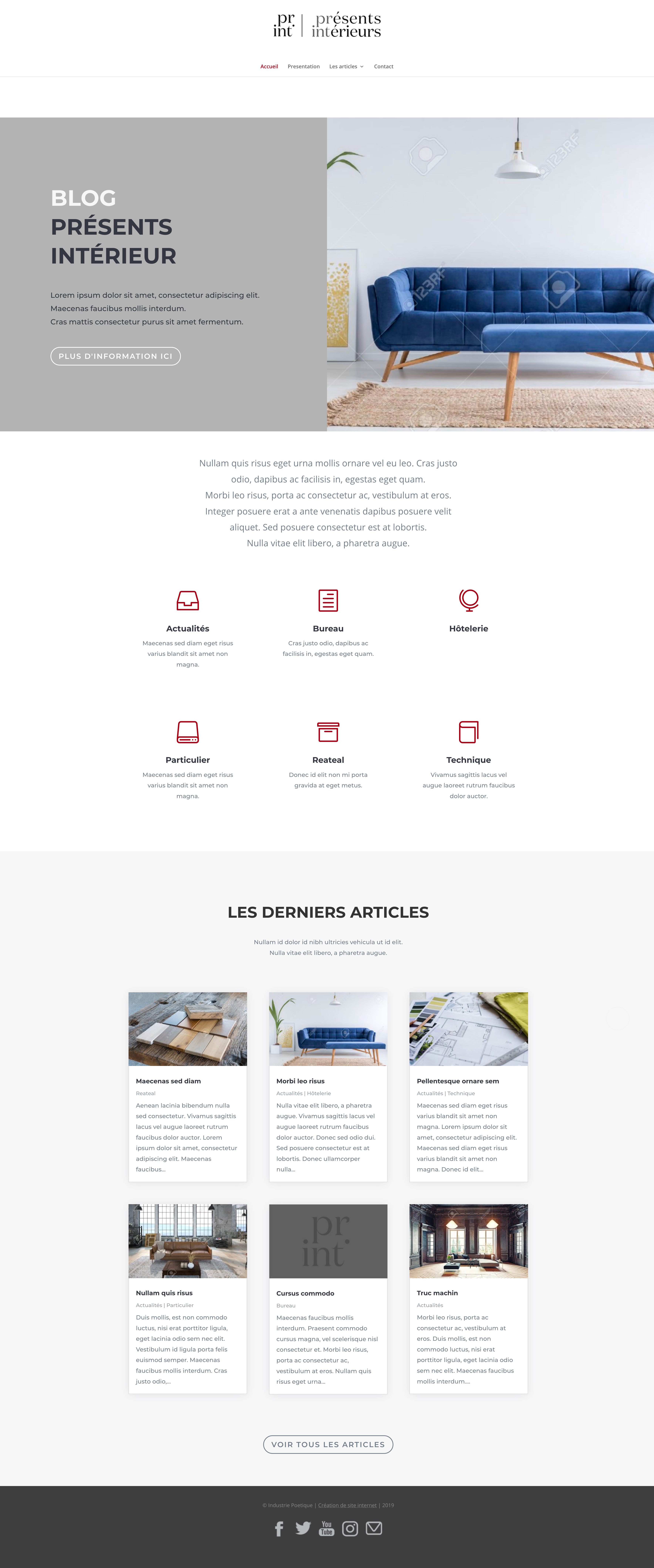 Exemples de Page d’Accueil pour Site Internet 50- Exemple de page d'accueil pour un blog d'actualités sur le design