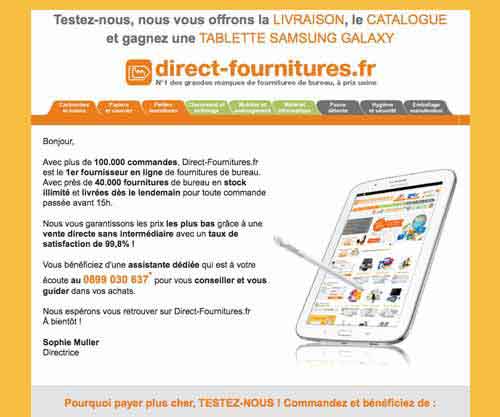 Création d'une newsletter pour une société de vente par correspondance Société Direct Fournitures
