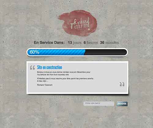 Création de page d’attente pas cher de site internet pour site artiste peintre - Création de page d'attente de site internet pour artsite peintre Richard Tisserant