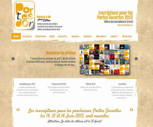 Création de site internet pour une association d'artistes Association d'artiste Portes d'Or