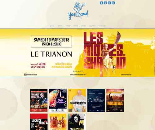 Création de site internet pour une production de spectacle Pour la production YouProd