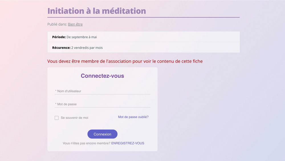 Option page privées visibles par mot de passe