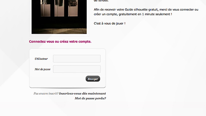 Pages web visible uniquement sur inscription