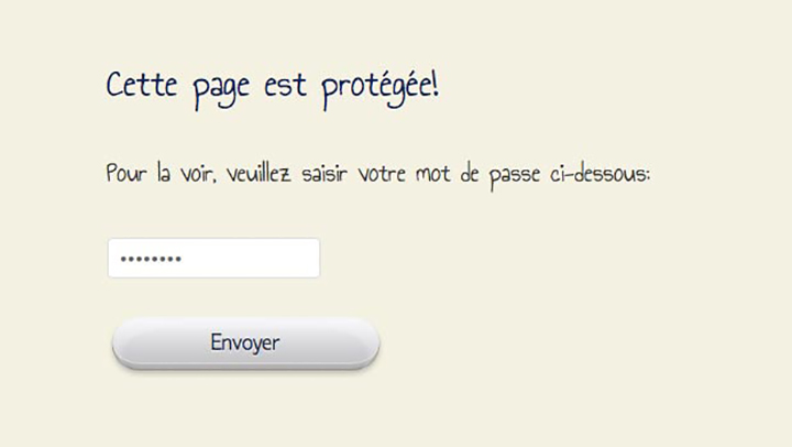 Insertion de pages web protégée par mot de passe
